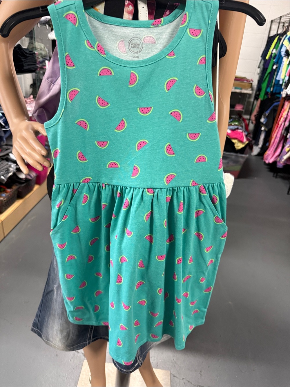 wonder nation Aqua Tank Dress with Pink Watermelon Print